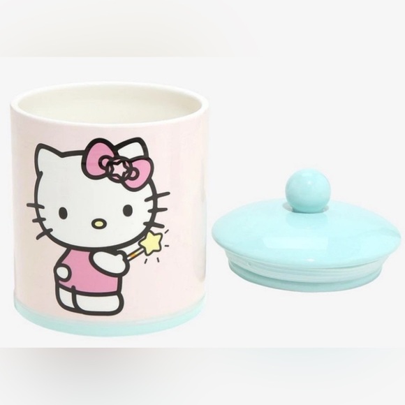 Hello Kitty Star Wand Green And Pink Ceramic Cookie Jar By Silver Buffalo - Picture 2 of 3